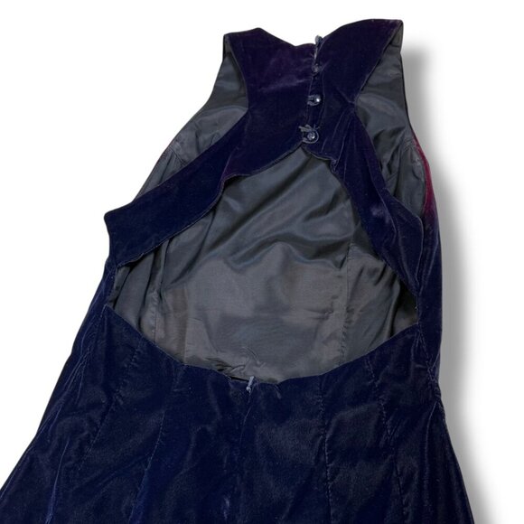 VTG Rampage Halter Dress Womens Sz 9 Indigo Velvet Open Back Fitted Mini 90s Y2K - Picture 6 of 12